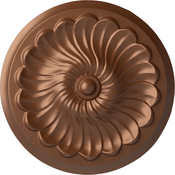 Ekena Millwork Flower Spiral Ceiling Medallion (Fits Canopies up to 2"), 12 1/4"OD x 2 1/4"P, Polished Copper CM12FLPOS - main